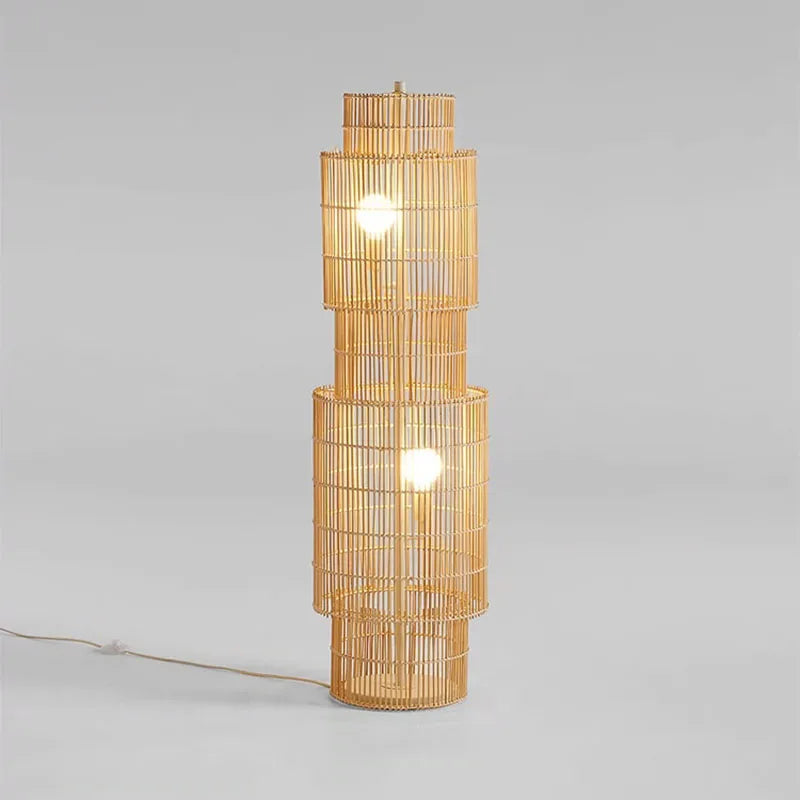 Lampadaire nordique en rotin Art déco - vue 4 sur 7