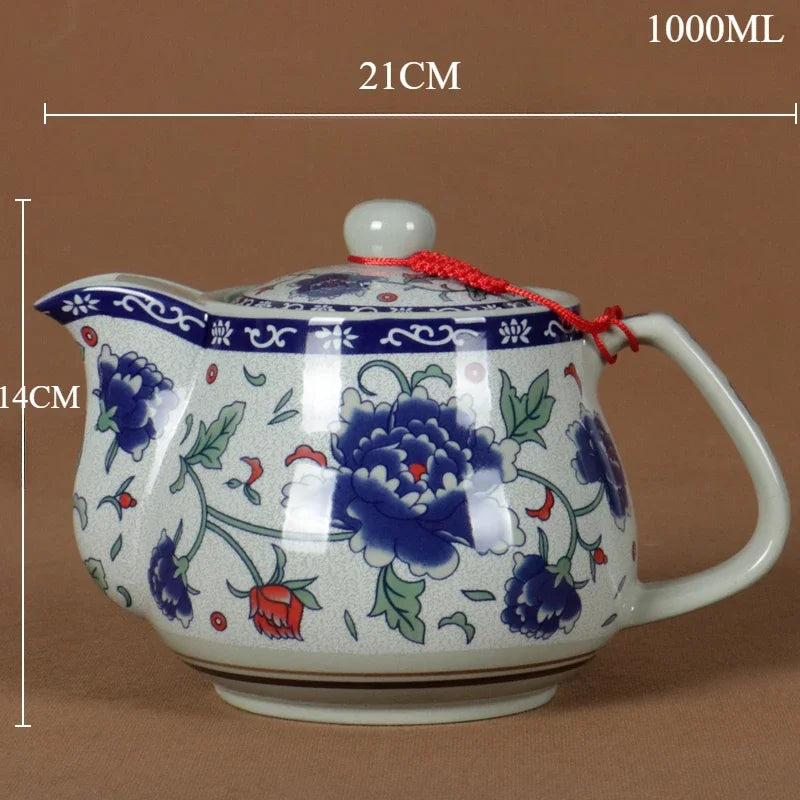 Théière céramique jingdezhen motif traditionnel avec filtre