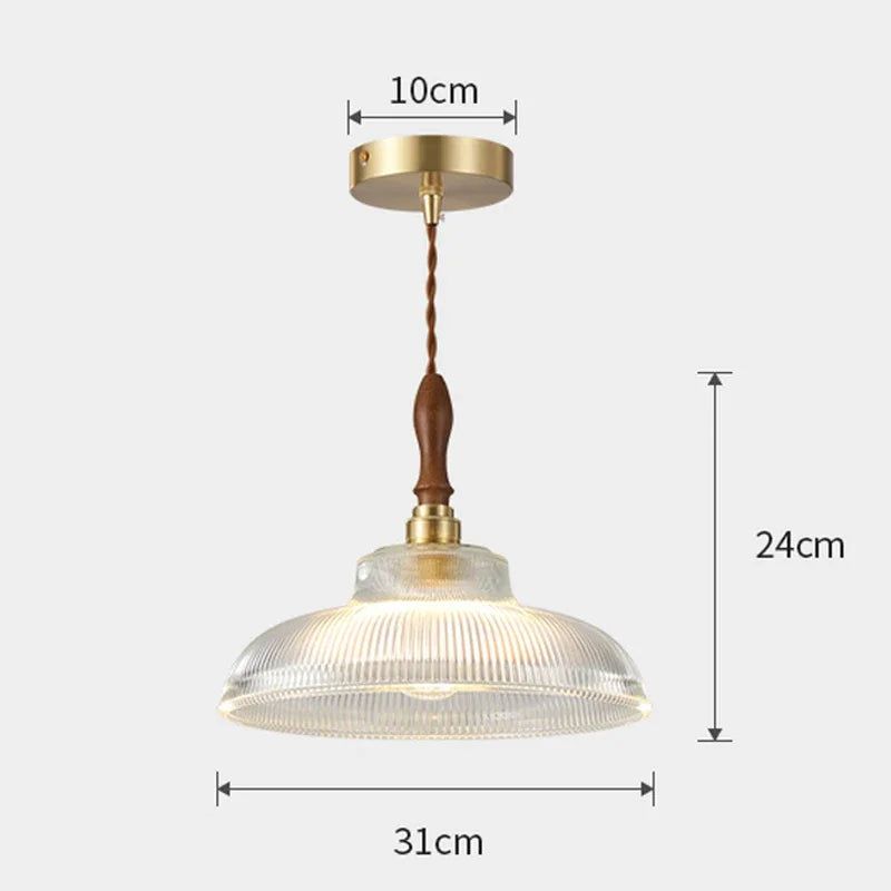 suspension moderne en cuivre et bois pour intérieur décoratif