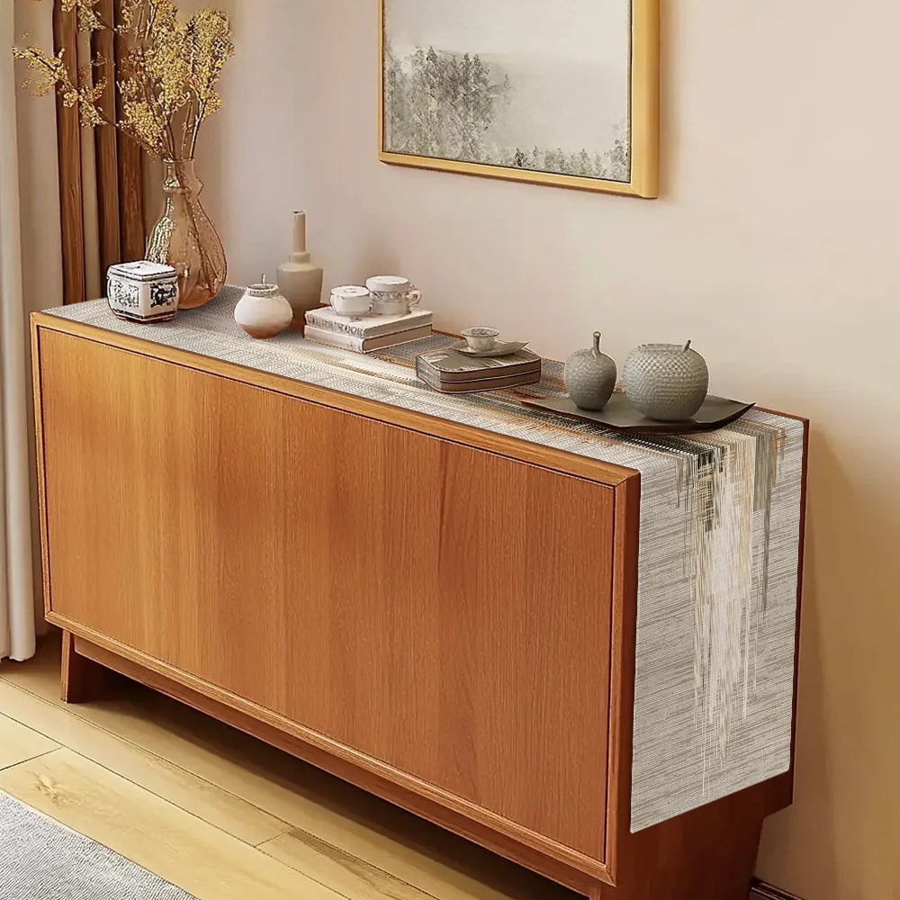 Chemin de table motifs rayures abstraites style minimaliste - vue 4 sur 6