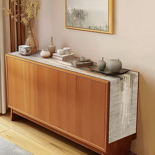 Chemin de table motifs rayures abstraites style minimaliste