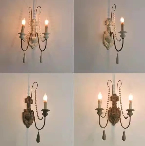 American French wall lamp, rural retro living room, dining room, bedroom, corridor, staircase decorative lighting fixtures - vue 6 sur 10