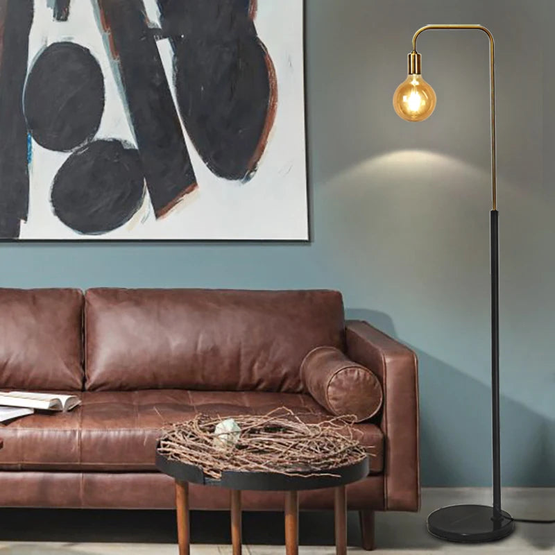 lampadaire rétro en laiton led au design créatif minimaliste - vue 4 sur 7