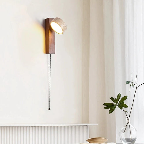 Applique murale bois noyer led rotatif tirer - vue 3 sur 9