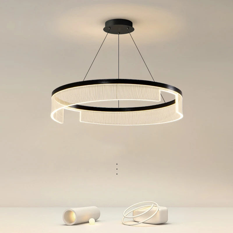 lustre à led circulaire en aluminium et acrylique pour intérieur décoratif - vue 5 sur 24