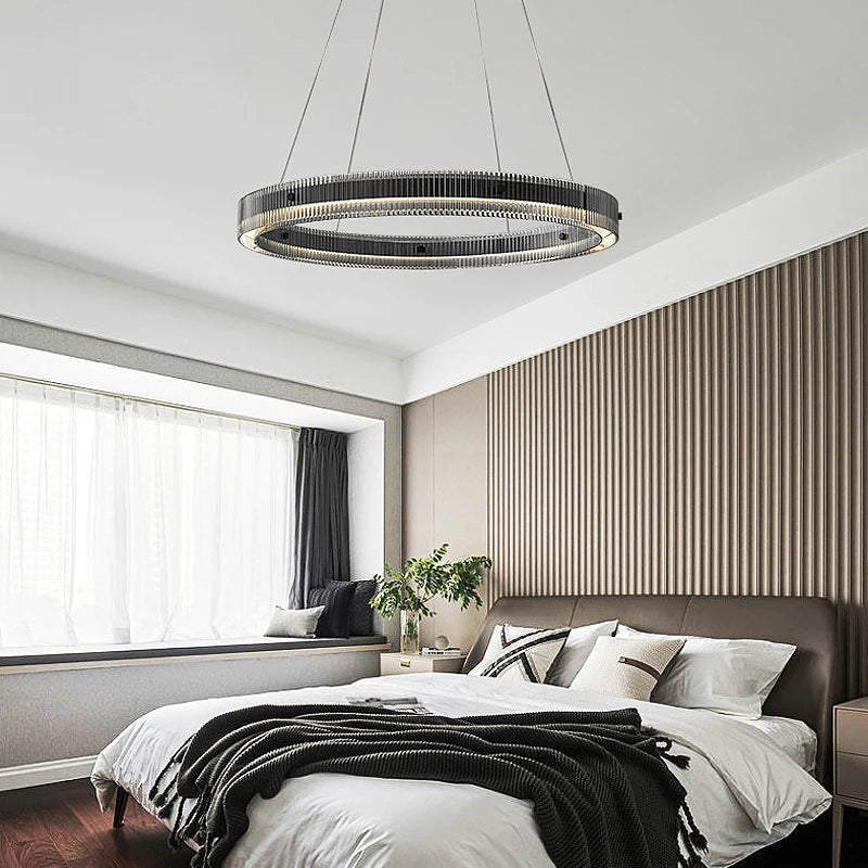Italian minimalist chandelier high-end nordic design glass - vue 4 sur 9