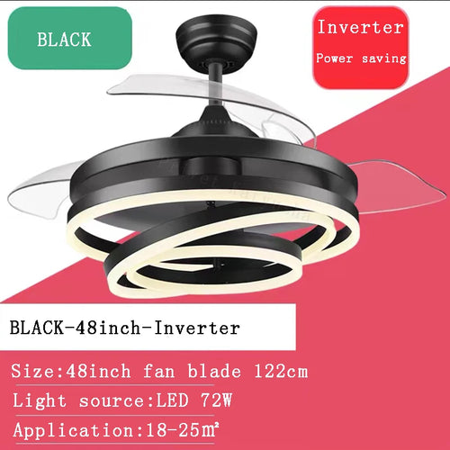 ventilateur de plafond moderne 	 avec lumières led télécommande rechargeable - vue 12 sur 15