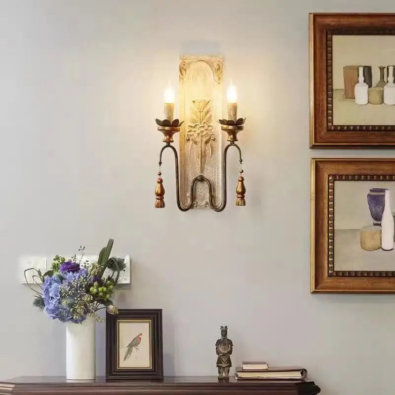 applique murale vintage en bois massif style américain et français - vue 5 sur 7