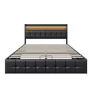 Storage Bed,Upholstered Bed 140/160x200cm,Headboard with LED Lighting and Charging USB,Double Bed with Storage Space,No mattress