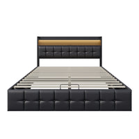 Storage Bed,Upholstered Bed 140/160x200cm,Headboard with LED Lighting and Charging USB,Double Bed with Storage Space,No mattress