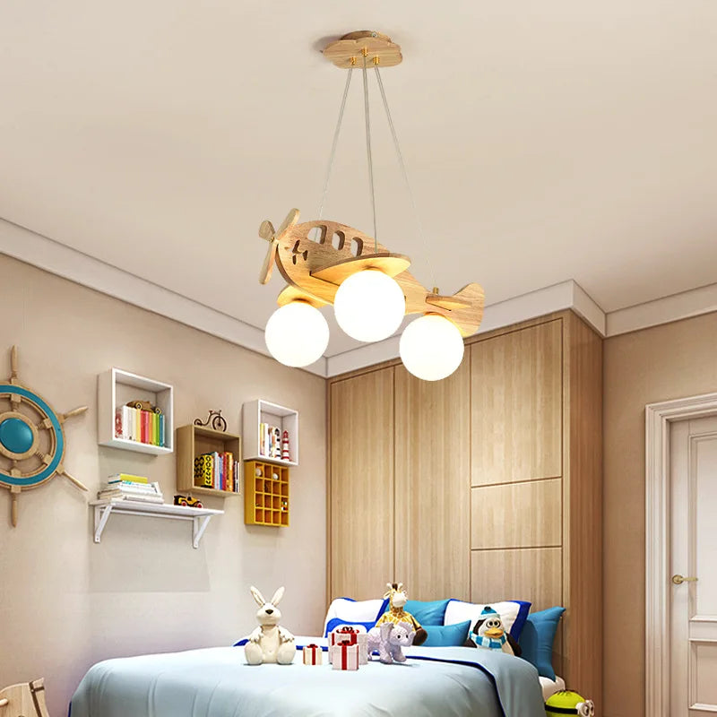 lustre moderne en bois fait à la main pour enfant - vue 3 sur 7