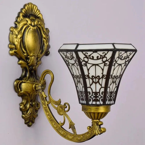 tiffany miroir rétro lampe tournesol simple tête applique murale - vue 5 sur 7