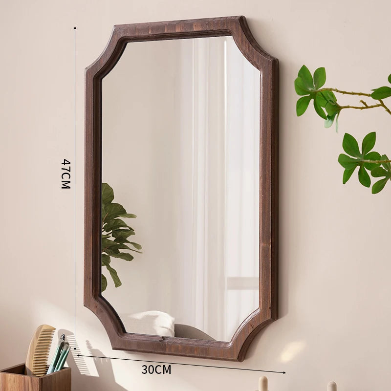 miroir vintage en bois massif pour maquillage étanche et antirouille - vue 9 sur 15