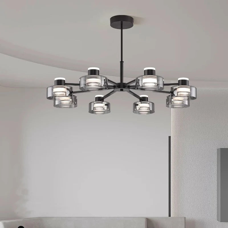 Modern new LED Italian full copper living room chandelier designer home dining room, kitchen bar lamp bedroom glass chandelier - vue 5 sur 11