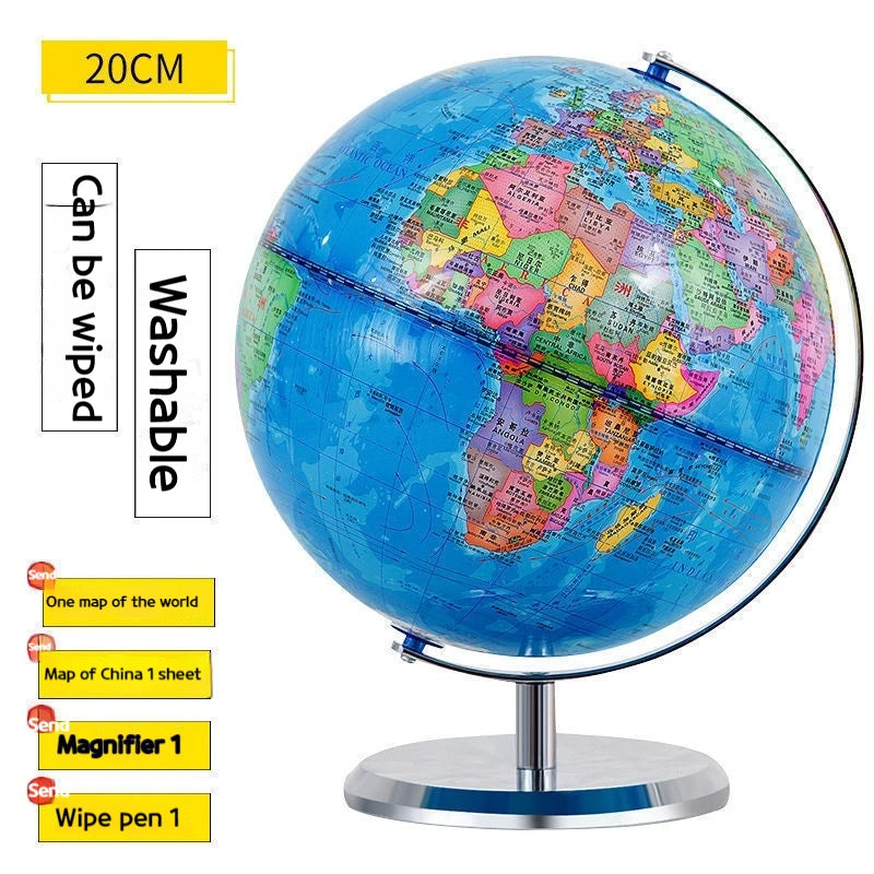 globe étudiant géographie avec lampe et base métallique pour bureau - vue 12 sur 14