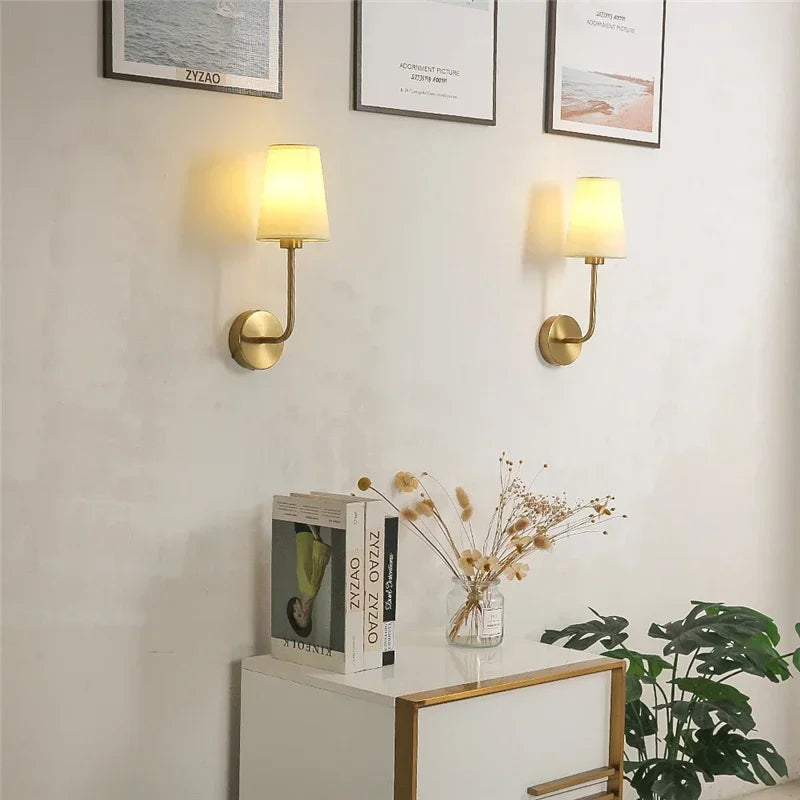 applique murale moderne nordique avec abat-jour en lin - vue 6 sur 10
