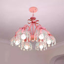 lustre mignon pour chambre de petite fille avec nœud rose en cristal