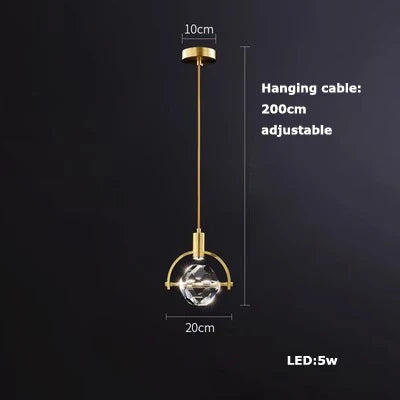 suspension en verre cristal art déco avec éclairage led - vue 25 sur 25