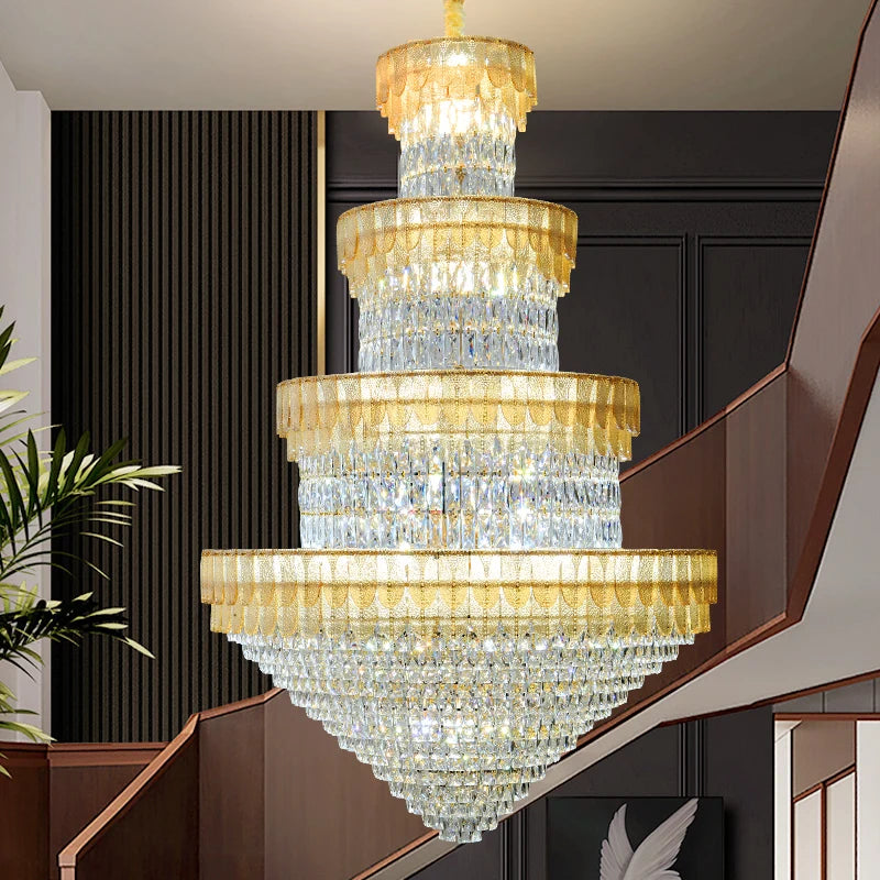 lustre luxe cristal design contemporain pour salon et hôtel - vue 5 sur 14