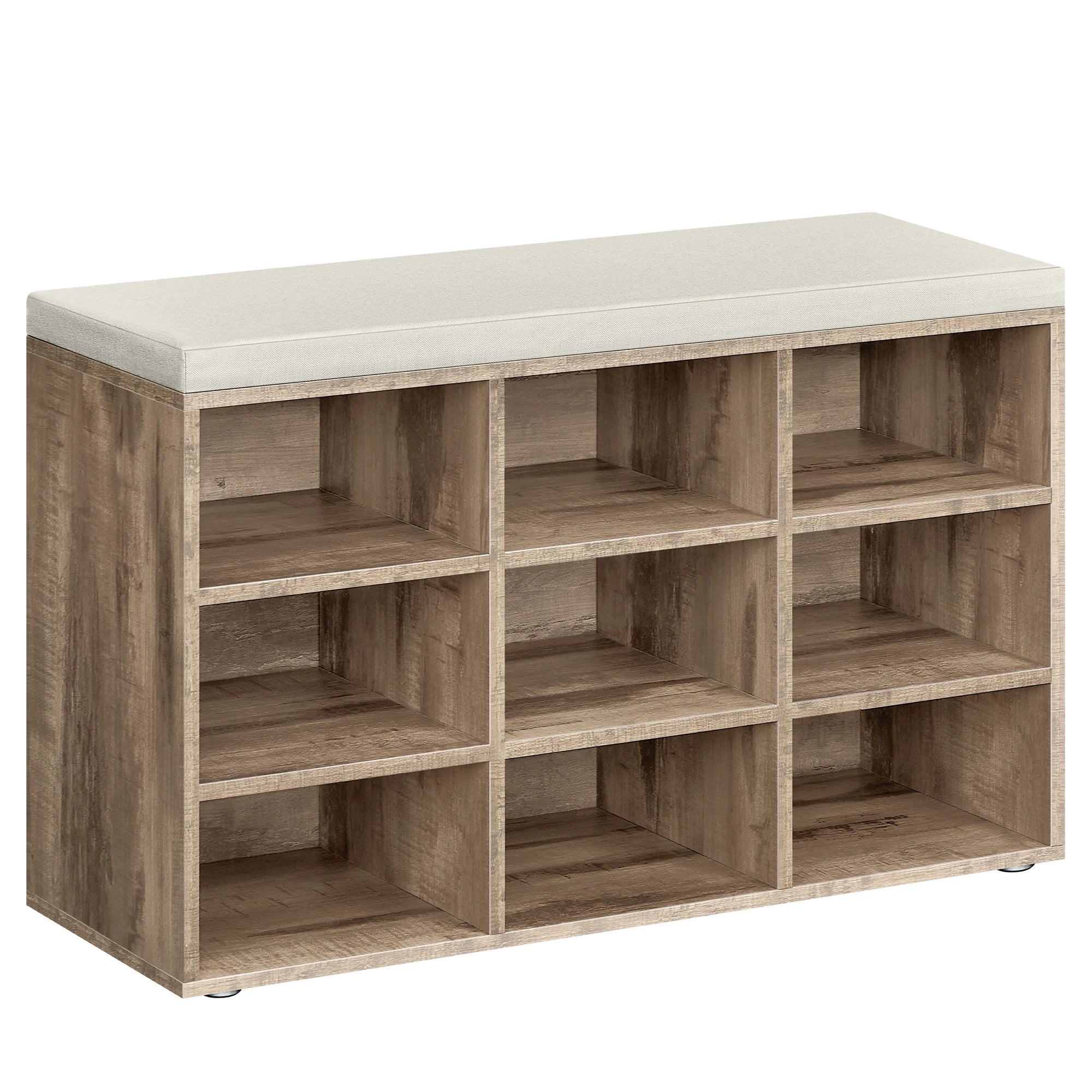 VASAGLE Shoe Bench, Storage Bench with Padded Seat, with Cushion, 9 Compartments, Adjustable Shelves, for Living Room, Hallway - vue 10 sur 10