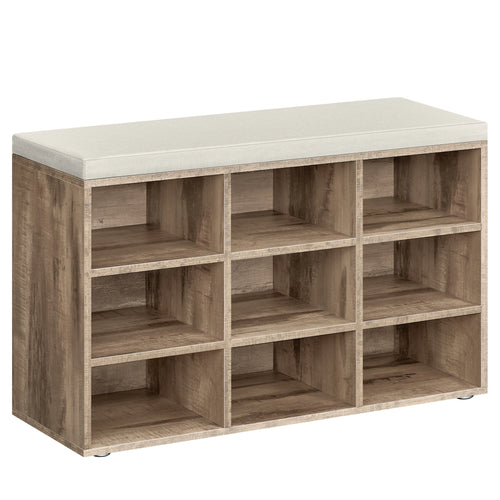 VASAGLE Shoe Bench, Storage Bench with Padded Seat, with Cushion, 9 Compartments, Adjustable Shelves, for Living Room, Hallway - vue 11 sur 10