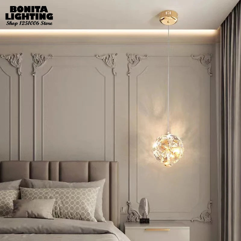 suspension moderne de luxe avec design en diamant lumineux - vue 5 sur 9
