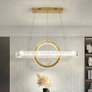 Lustre LED led moderne en acier doré avec cristaux et câble réglable