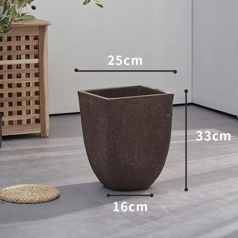 pot de fleurs en argile carrée pour jardin extérieur avec plantes respirantes - vue 9 sur 9