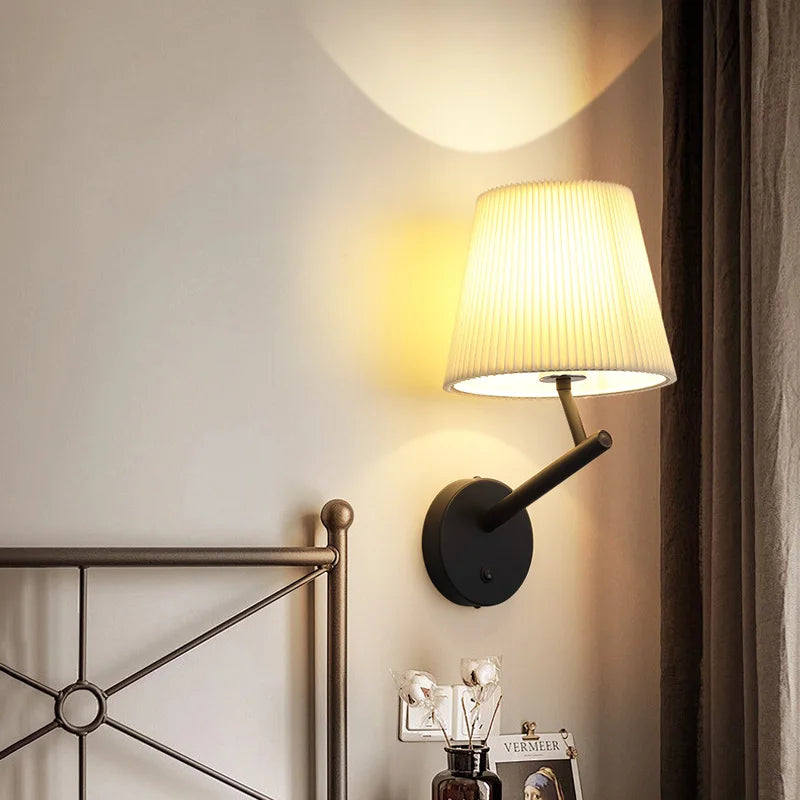 applique murale vintage américaine avec interrupteur led plissée