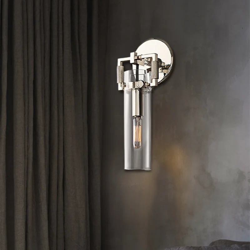 applique murale led rétro américaine en métal et verre