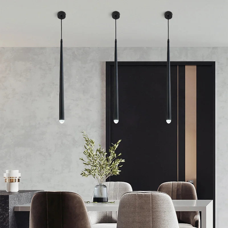 suspension conique en tube long en acrylique et cuivre pour bar et magasin - vue 7 sur 8