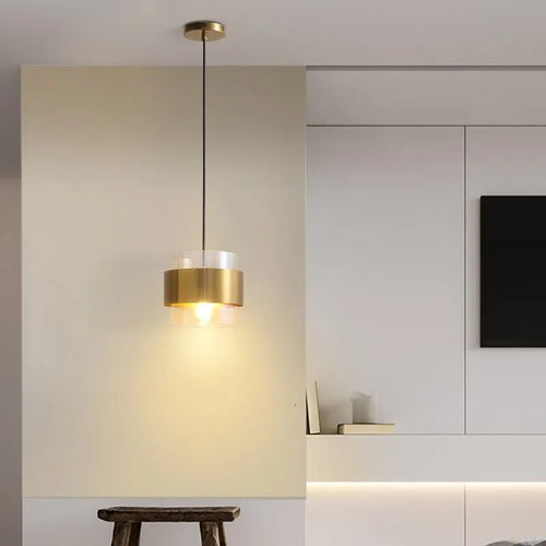 Modern minimalist gold art glass pendant light - vue 5 sur 15