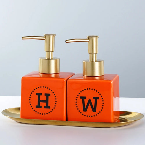 WHYOU Cermic Separate Shampoo Shower Gel Bottle, Liquid Soap Dispensers, Emulsion, Latex Hand Wish Bottles, Bathroom Accessories - vue 11 sur 18