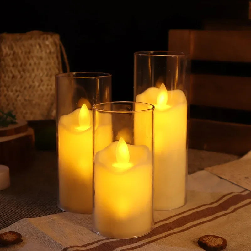 lot de 6 bougies led sans flamme en verre pour mariage et noël - vue 6 sur 9