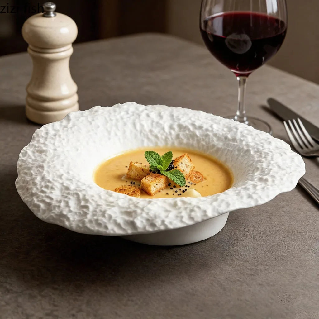 Assiette bol céramique texture roche style chapeau champignon - vue 2 sur 7