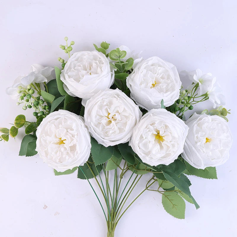 bouquet de roses artificielles en soie pour décoration intérieure - vue 13 sur 16