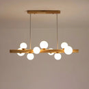 Modern walnut rubber wood chandelier minimalist decor