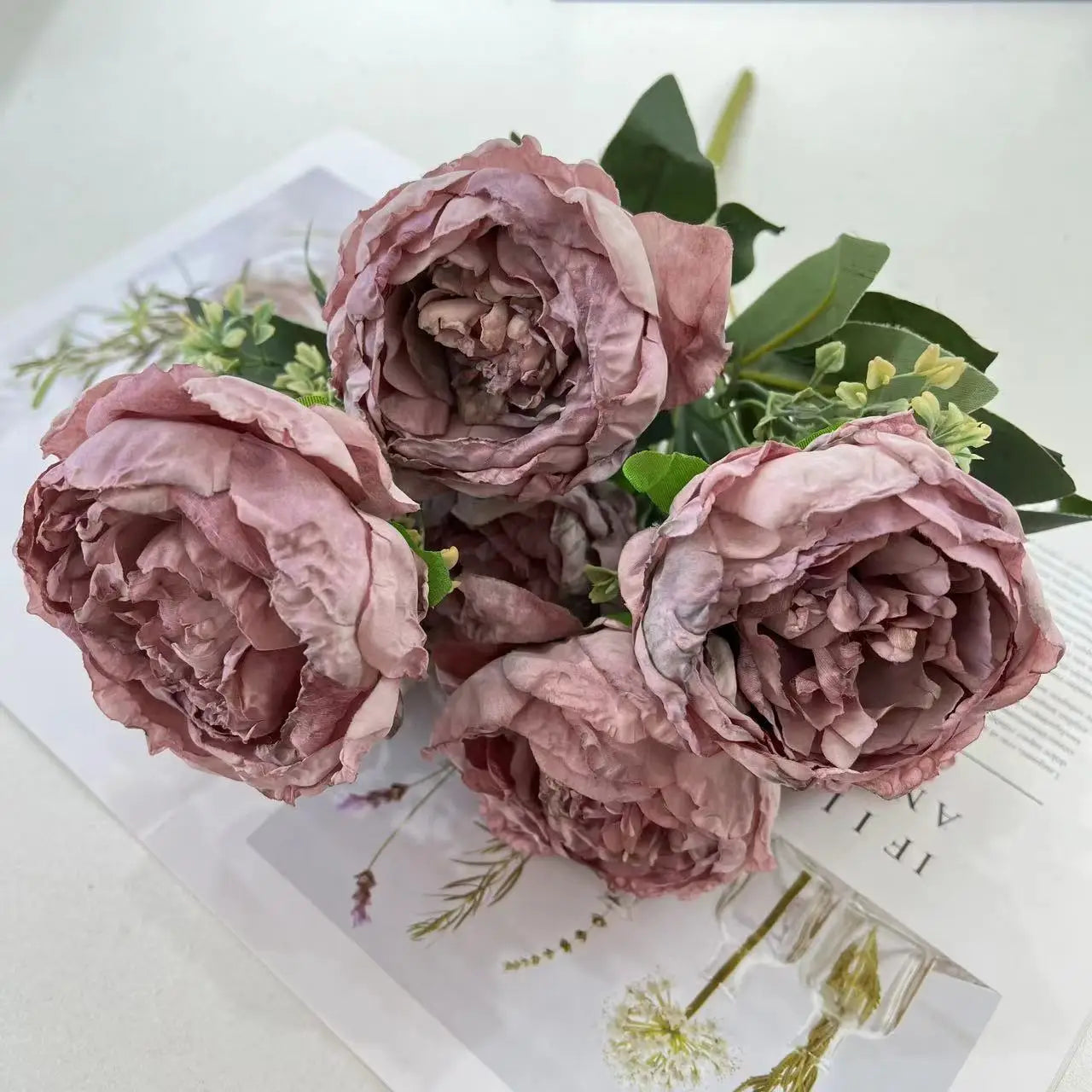 fleurs artificielles bouquet de pivoines pour mariage et décoration - vue 8 sur 13