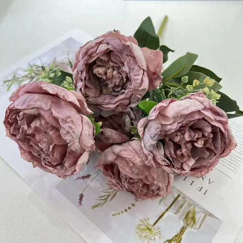 fleurs artificielles bouquet de pivoines pour mariage et décoration - vue 9 sur 13