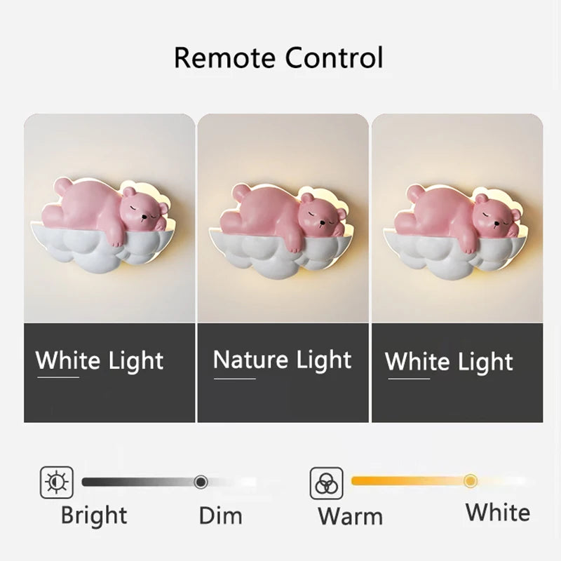 applique murale ours polaire lumineuse pour enfants avec télécommande - vue 7 sur 9
