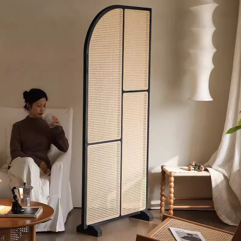 Japanese-style solid wood rattan screen partition is opposite the door to the home, living room entrance is blocked, and mobile - vue 23 sur 29