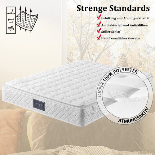 Spring mattress-7-zone cold foam mattress, pocket sprung-160x200cm-100%Oeko-quilted microfiber cover topping-25cm high - vue 2 sur 7