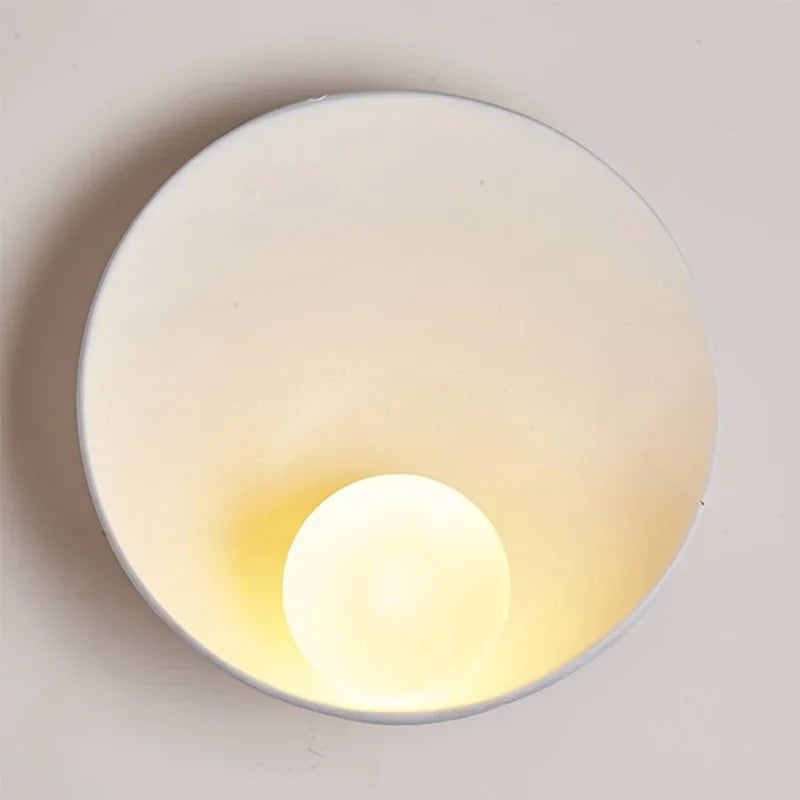 LED Lighting Chinese White -brown Shell Plate Wall Lamp, Silent Style Bed Bedroom Bedroom Corridor Resin Wall Art Lamps - vue 3 sur 8