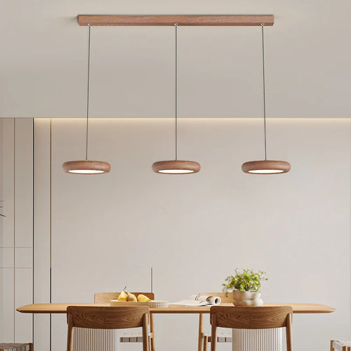 suspension moderne en bois à trois têtes minimaliste