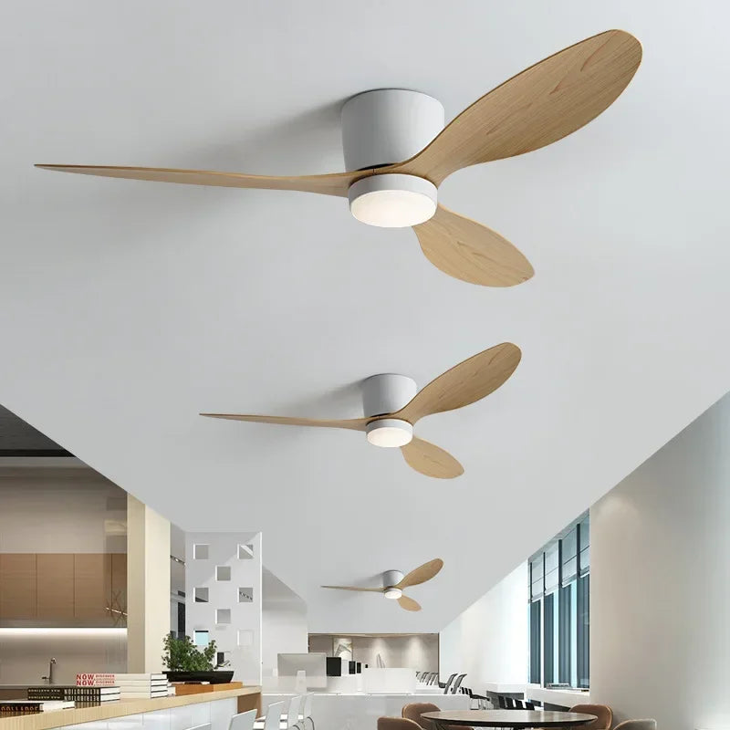 plafonnier ventilateur lumineux avec télécommande design nordique - vue 5 sur 11