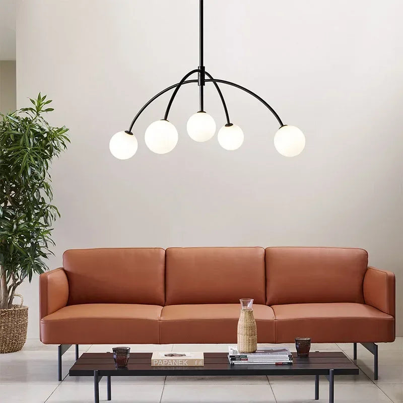 lustre suspendu moderne en verre laiteux pour intérieur élégant - vue 5 sur 8
