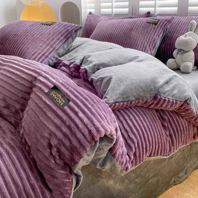 housse de couette velours épaisse chaude pour lit double