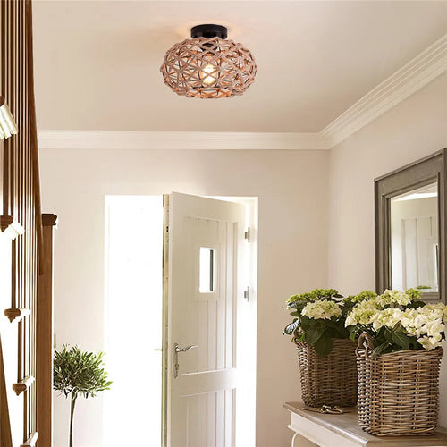 plafonnier tissé rustique corde chanvre plafond couloir ferme noir