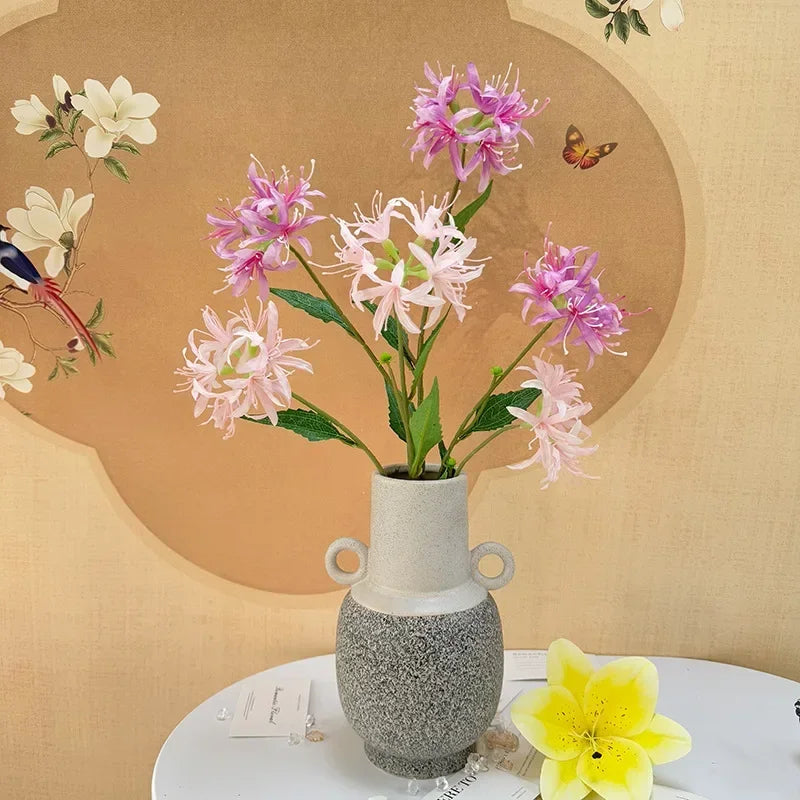 plantes artificielles fleurs en soie décoration intérieure violet 3 fourches - vue 4 sur 13