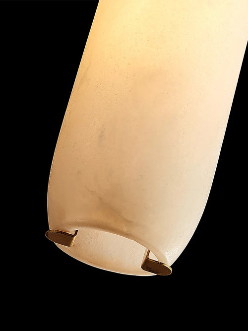 Modern chandelier in natural marble and minimalist copper for decor - vue 5 sur 8